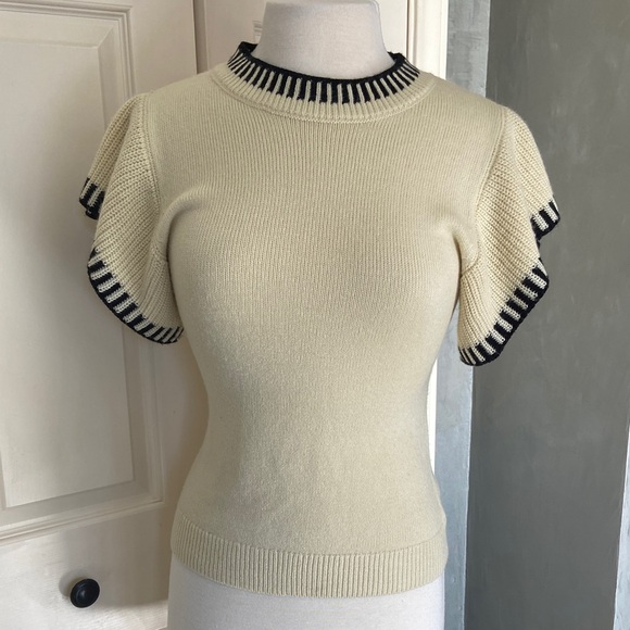 Vici Sweaters - Vici Cream and Black Crew Neck Sweater